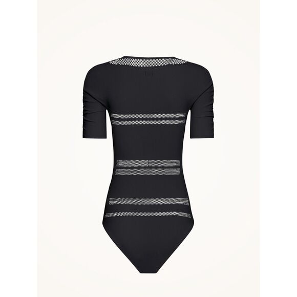 NWT Wolford Net Lines Body Laser-Cut Short Sleeve Bodysuit in Black Size XS - Picture 6 of 14